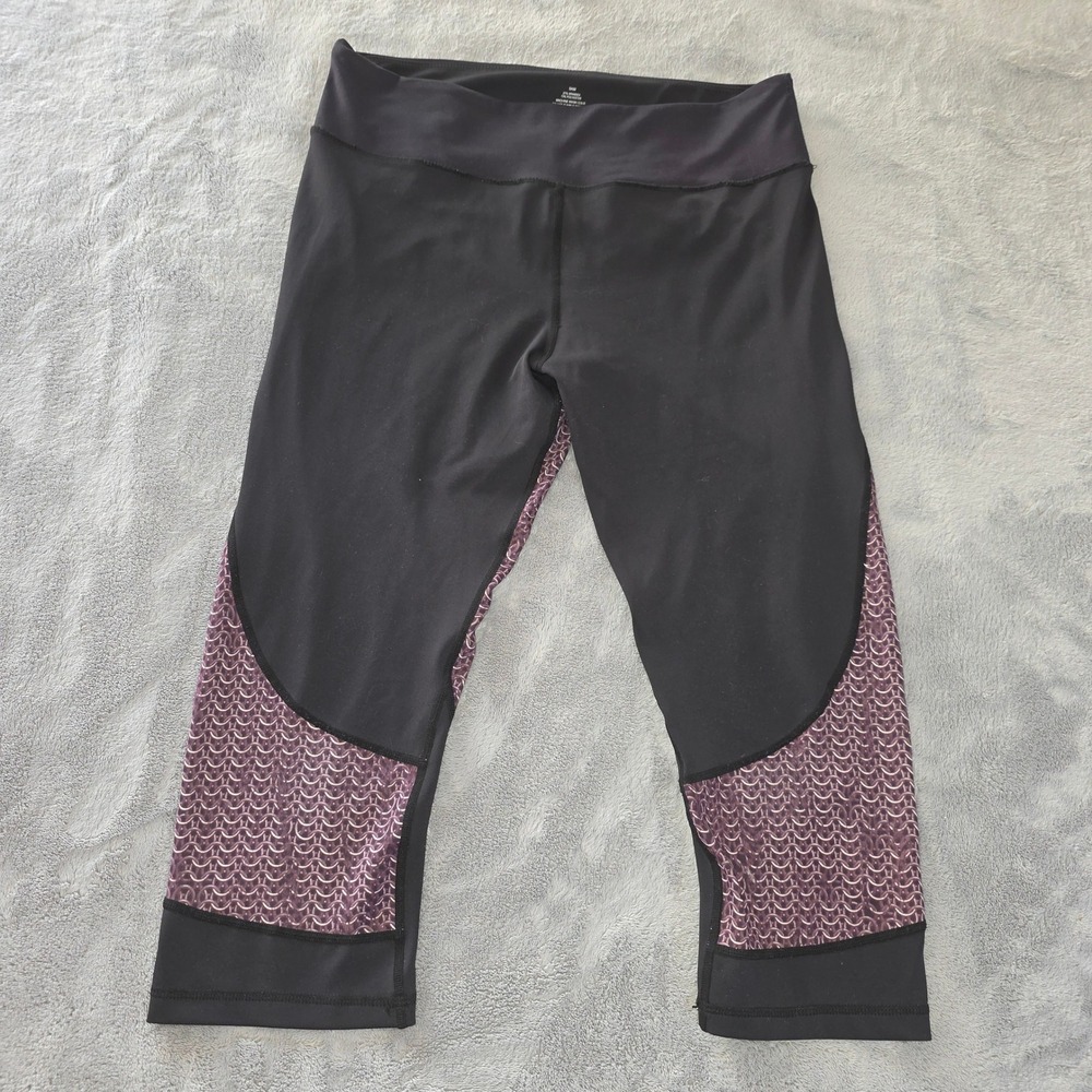 Grrrl Armor Black Capri Leggings Purple Chainmail Print Athletic Tights SAM XXL